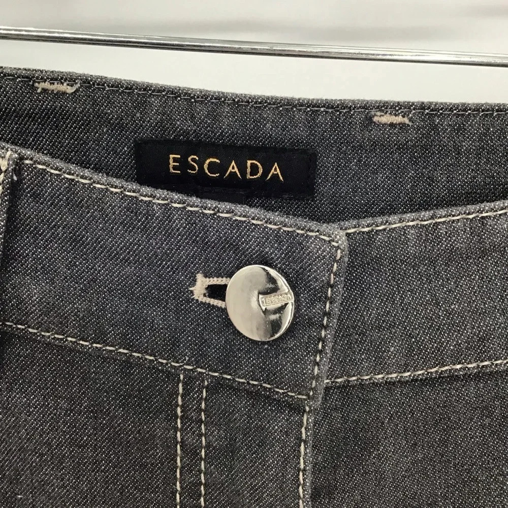 Escada Women’s Straight Leg Soft Metallic Stretch Grey Jeans Size 34 FR - US 24 - Picture 4 of 10